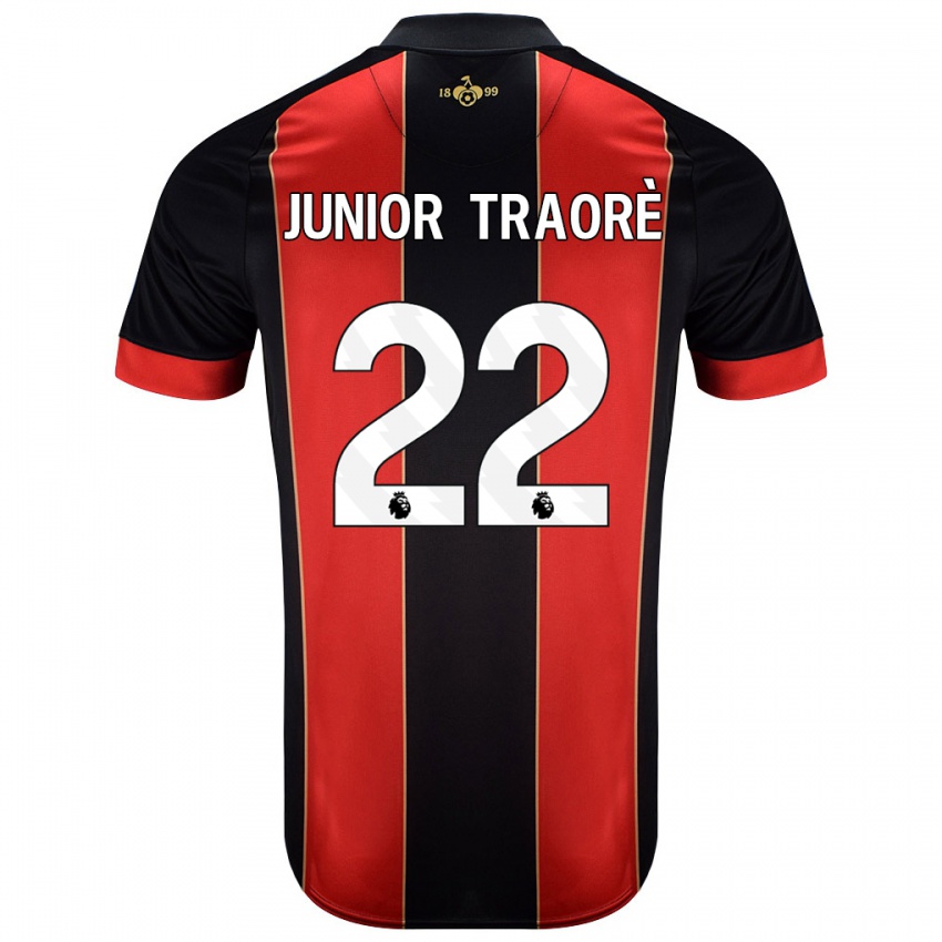 Homem Camisola Hamed Junior Traorè #22 Vermelho Preto Principal 2024/25 Camisa