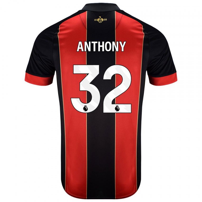 Homem Camisola Jaidon Anthony #32 Vermelho Preto Principal 2024/25 Camisa