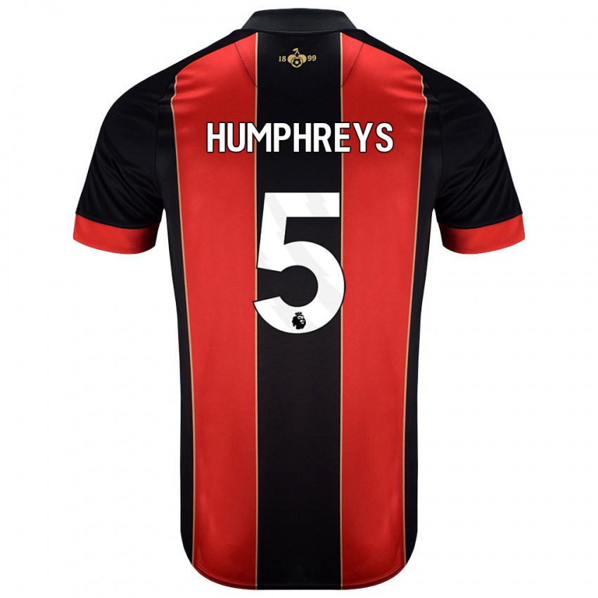 Homem Camisola Holly Humphreys #5 Vermelho Preto Principal 2024/25 Camisa