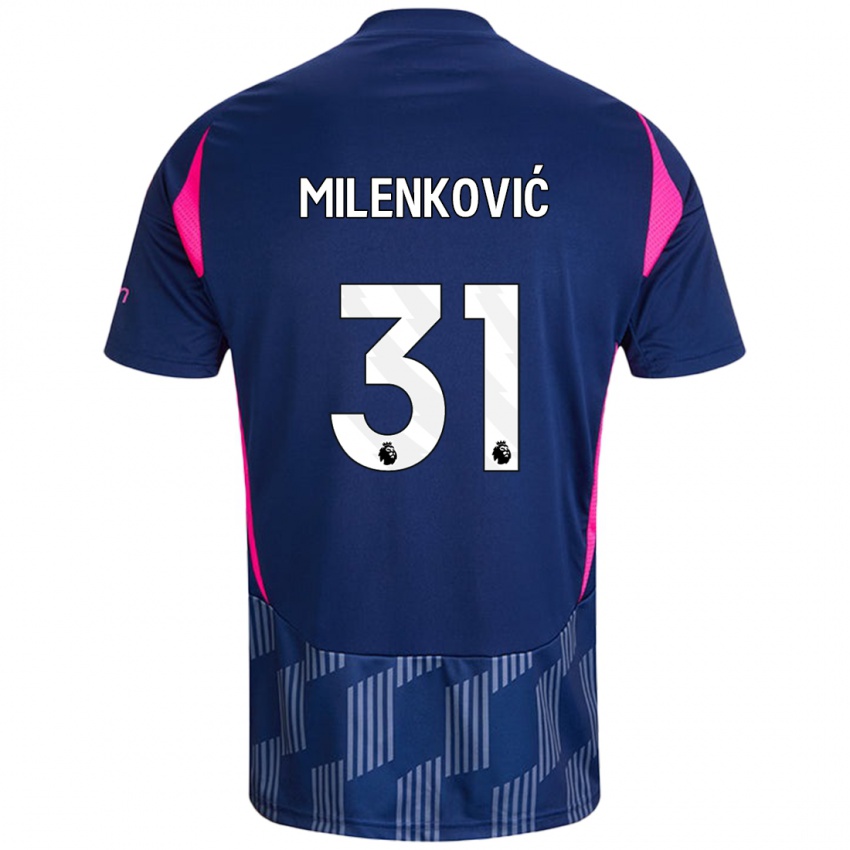 Homem Camisola Nikola Milenkovic #31 Rosa Azul Real Alternativa 2024/25 Camisa