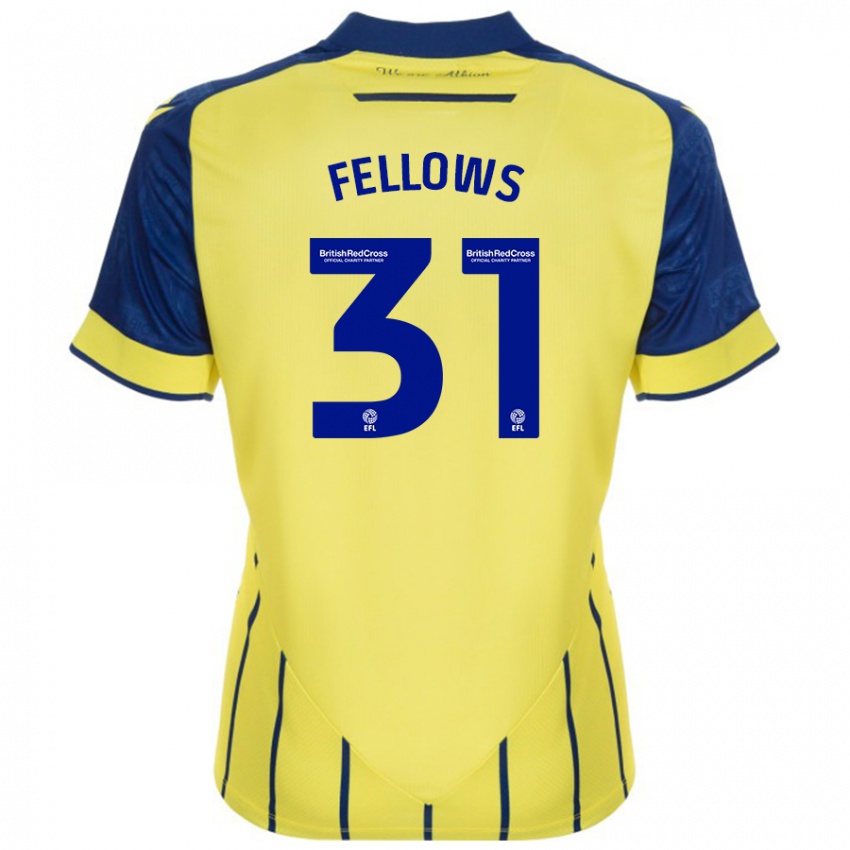 Homem Camisola Tom Fellows #31 Azul Amarelo Alternativa 2024/25 Camisa