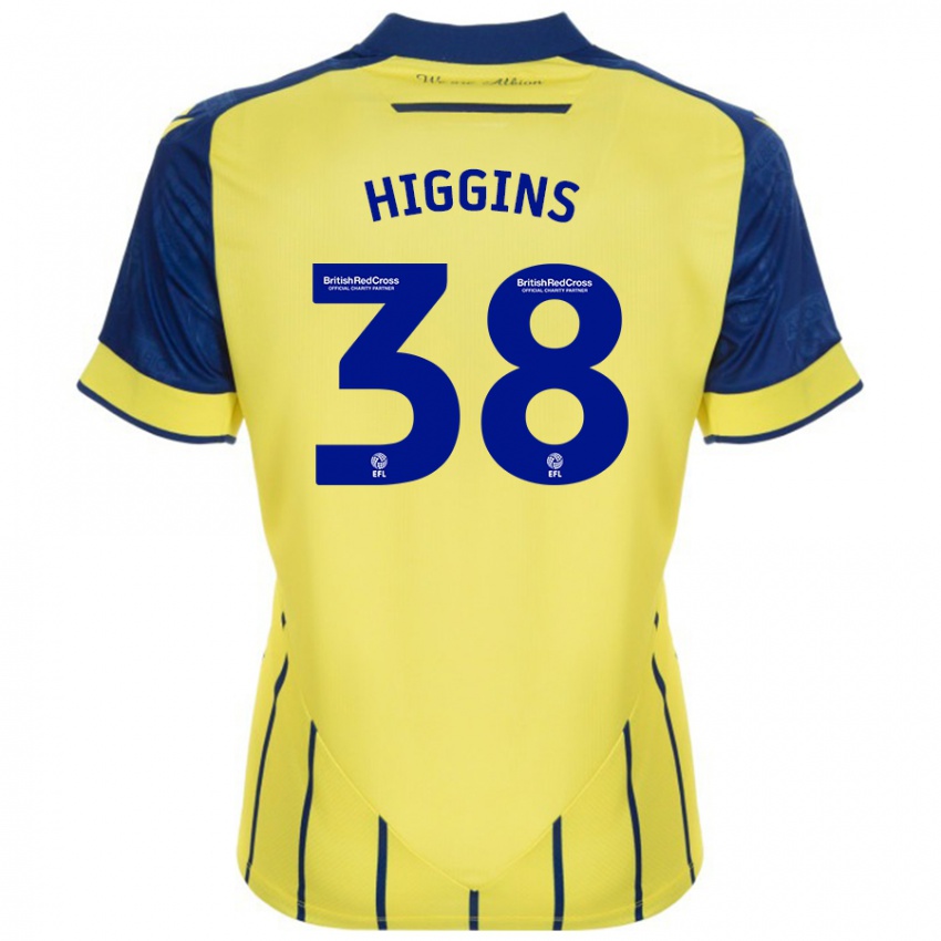 Homem Camisola Akeel Higgins #38 Azul Amarelo Alternativa 2024/25 Camisa