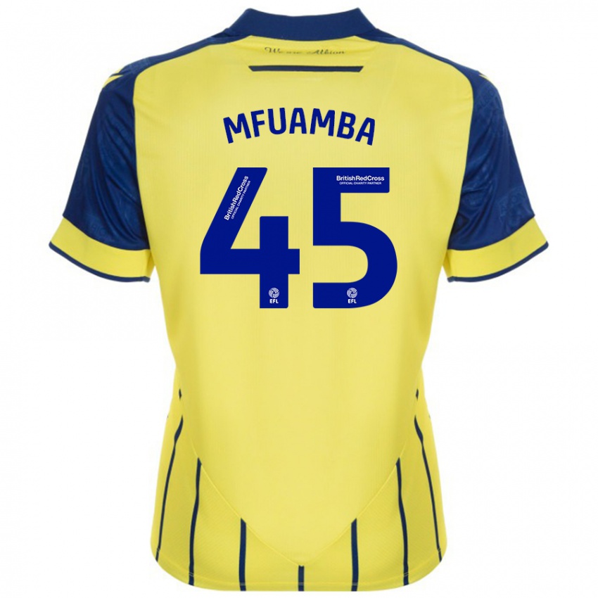 Homem Camisola Kevin Mfuamba #45 Azul Amarelo Alternativa 2024/25 Camisa