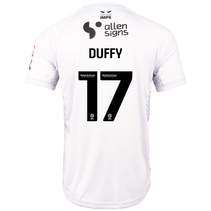 Homem Camisola Dylan Duffy #17 Branco Vermelho Alternativa 2024/25 Camisa