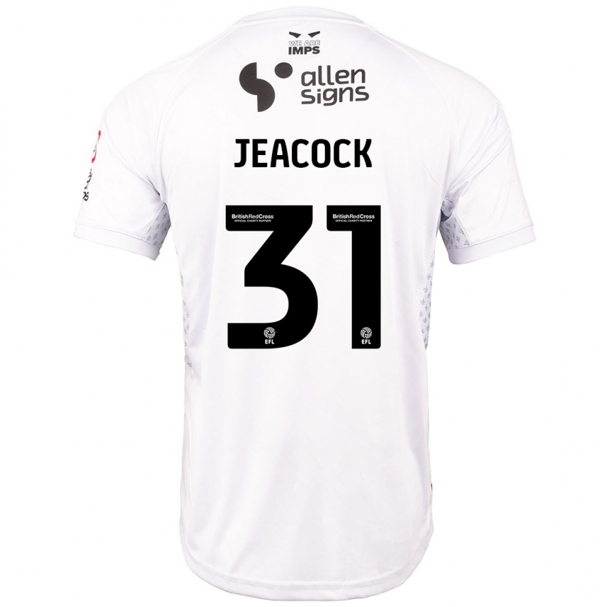 Homem Camisola Zach Jeacock #31 Branco Vermelho Alternativa 2024/25 Camisa