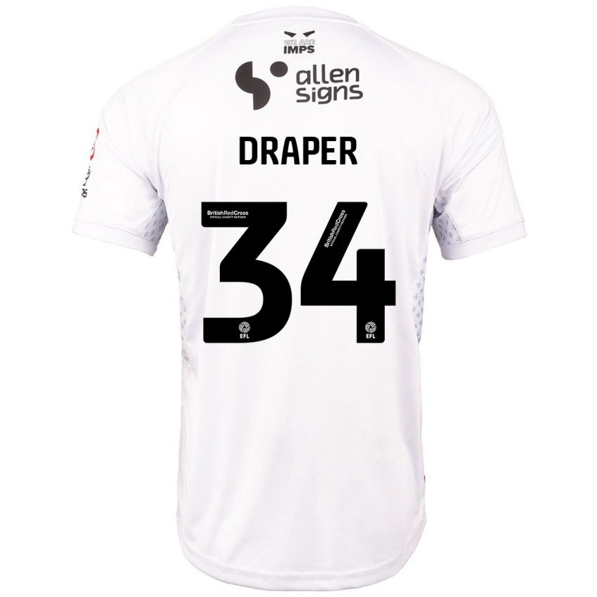 Homem Camisola Freddie Draper #34 Branco Vermelho Alternativa 2024/25 Camisa