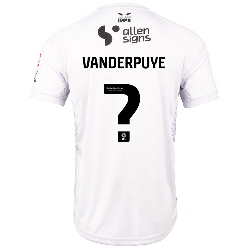 Homem Camisola Daniel Vanderpuye #0 Branco Vermelho Alternativa 2024/25 Camisa