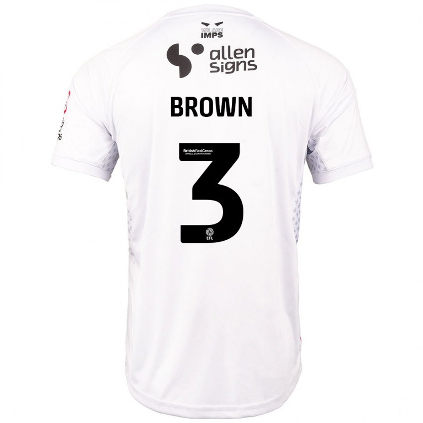 Homem Camisola Jaden Brown #3 Branco Vermelho Alternativa 2024/25 Camisa