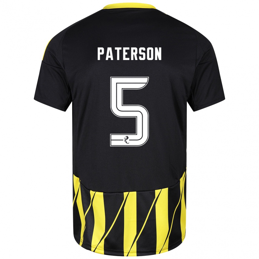 Homem Camisola Donna Paterson #5 Amarelo Preto Alternativa 2024/25 Camisa