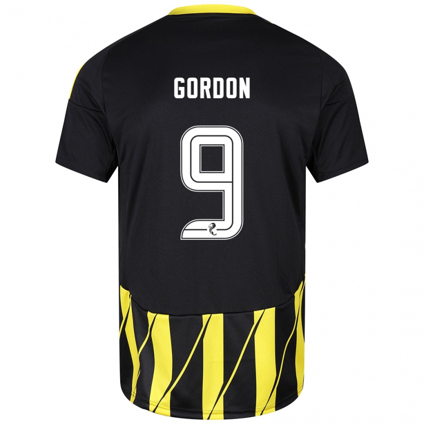 Homem Camisola Lauren Gordon #9 Amarelo Preto Alternativa 2024/25 Camisa