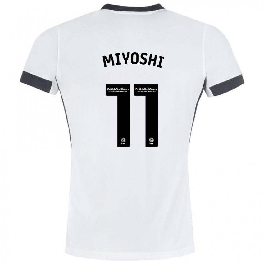 Homem Camisola Koji Miyoshi #11 Preto Branco Alternativa 2024/25 Camisa