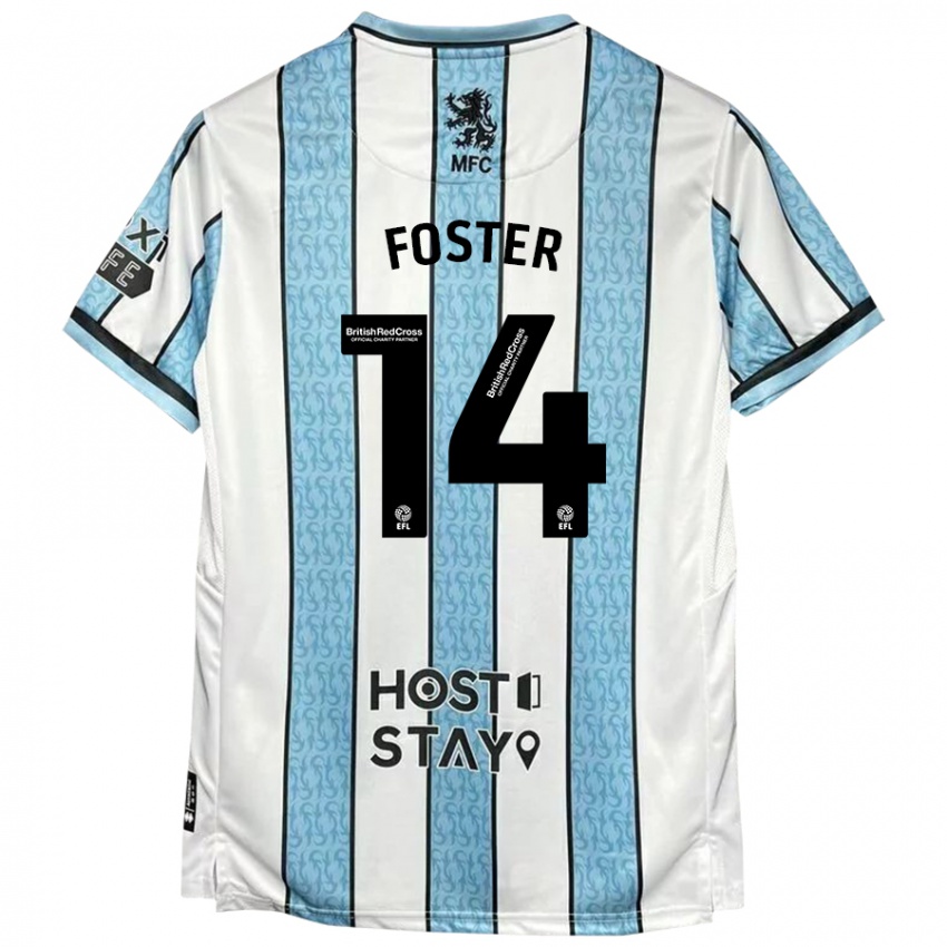 Homem Camisola Emma Foster #14 Azul Branco Alternativa 2024/25 Camisa