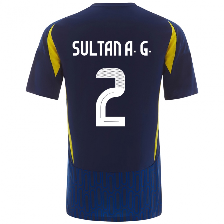 Homem Camisola Sultan Al-Ghannam #2 Azul Amarelo Alternativa 2024/25 Camisa