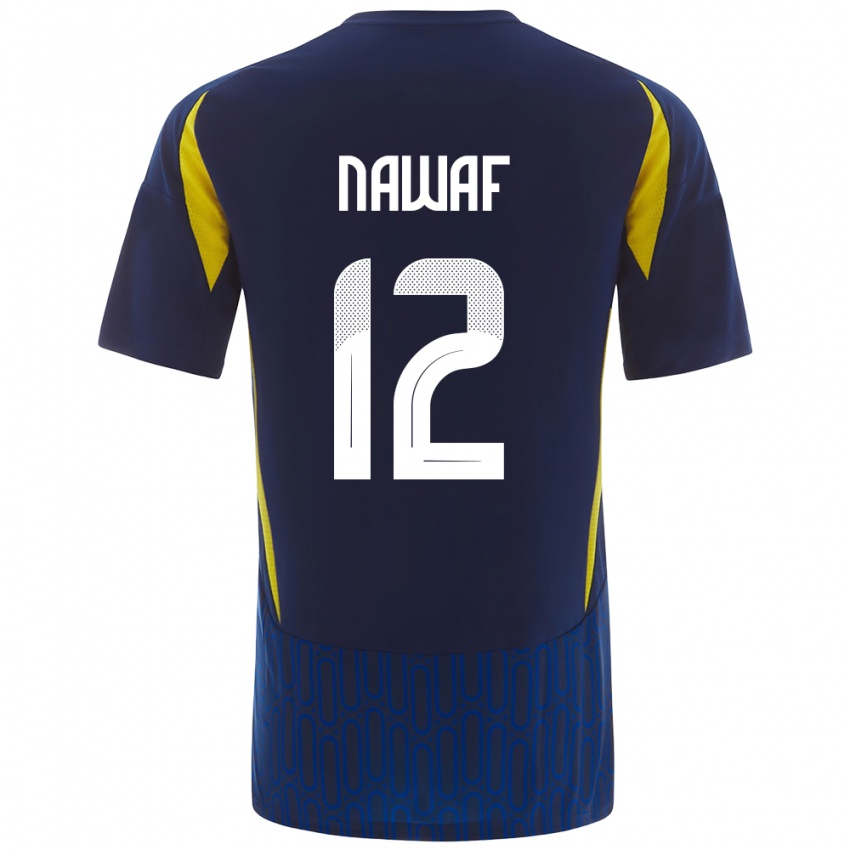 Homem Camisola Nawaf Al-Boushal #12 Azul Amarelo Alternativa 2024/25 Camisa