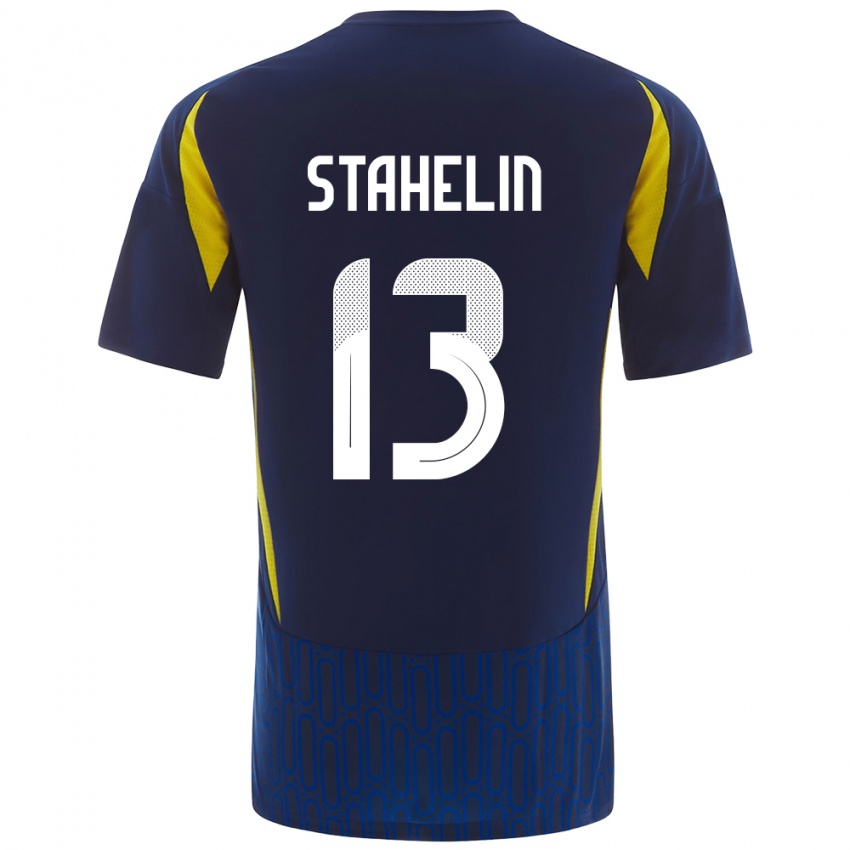 Homem Camisola Izabela Stahelin #13 Azul Amarelo Alternativa 2024/25 Camisa