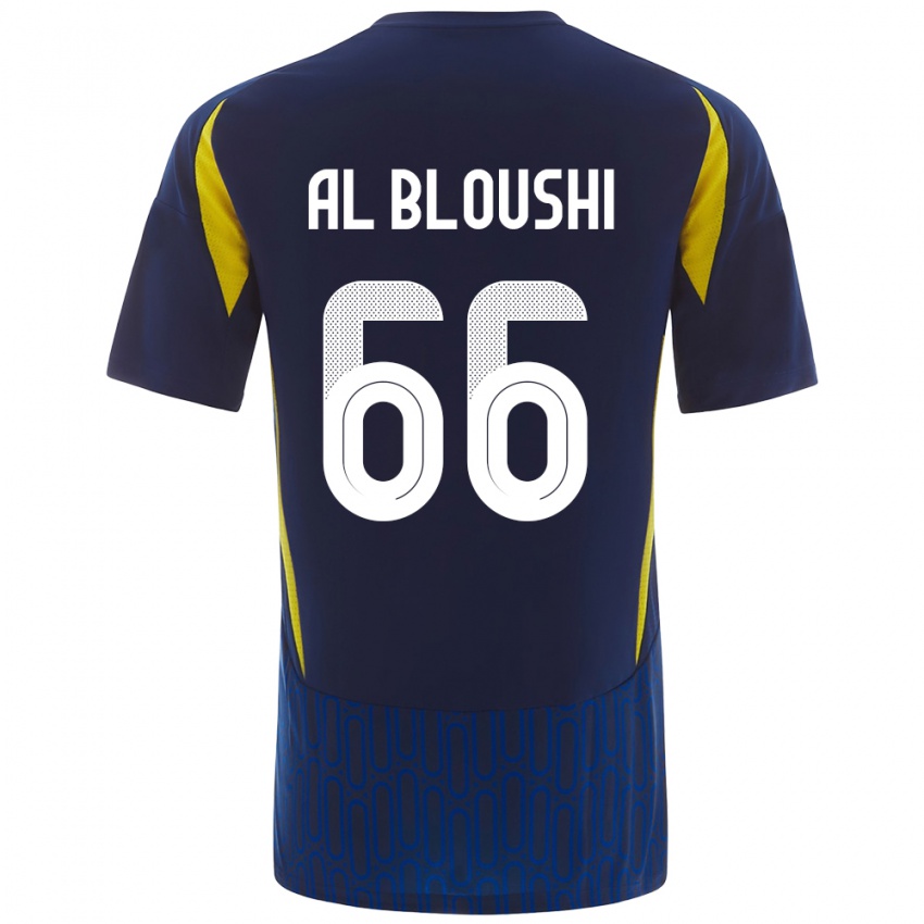 Homem Camisola Reem Al-Bloushi #66 Azul Amarelo Alternativa 2024/25 Camisa