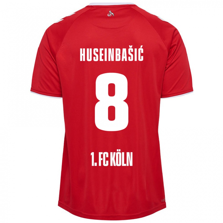 Homem Camisola Denis Huseinbasic #8 Branco Vermelho Alternativa 2024/25 Camisa