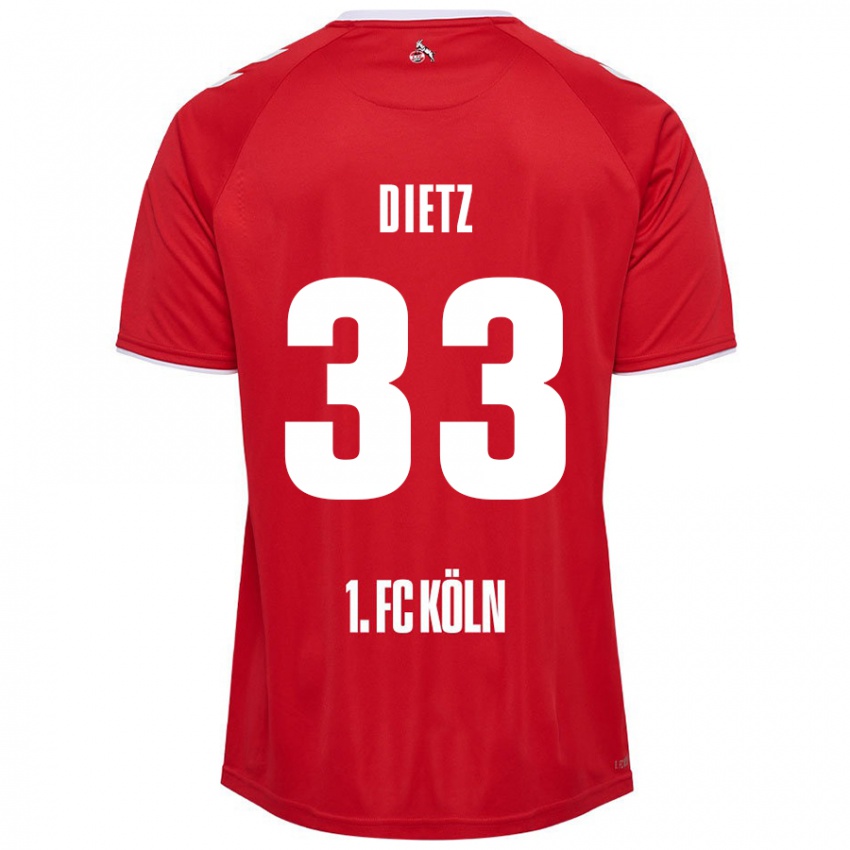 Homem Camisola Florian Dietz #33 Branco Vermelho Alternativa 2024/25 Camisa