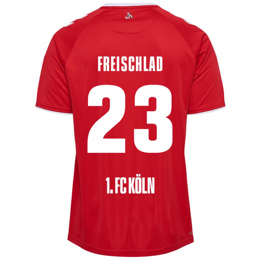 Homem Camisola Yannick Freischlad #23 Branco Vermelho Alternativa 2024/25 Camisa