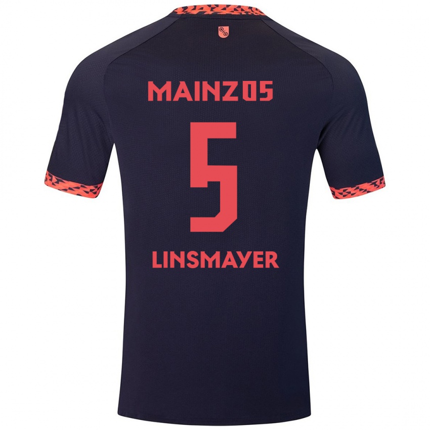 Homem Camisola Denis Linsmayer #5 Azul Coral Vermelho Alternativa 2024/25 Camisa