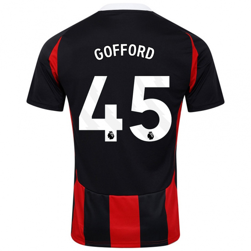 Homem Camisola Oliver Gofford #45 Vermelho Preto Alternativa 2024/25 Camisa