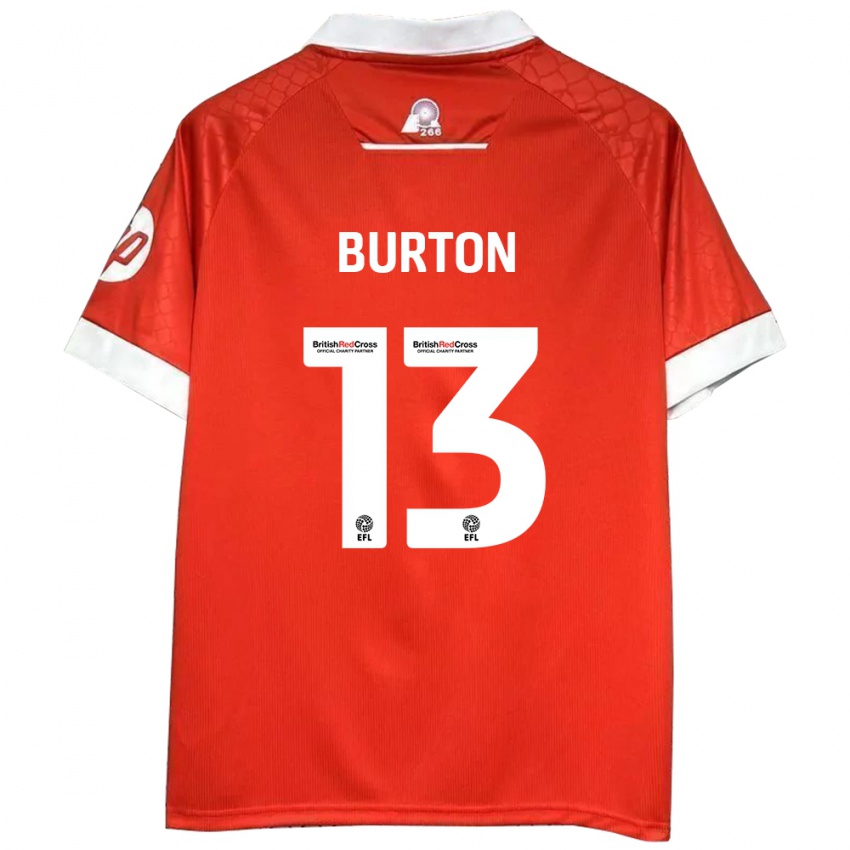 Mulher Camisola Callum Burton #13 Vermelho Branco Principal 2024/25 Camisa