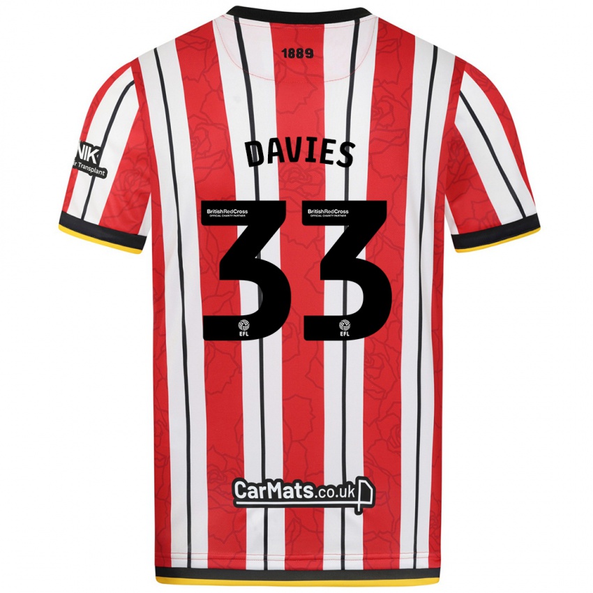 Mulher Camisola Bethan Davies #33 Listras Brancas Vermelhas Principal 2024/25 Camisa