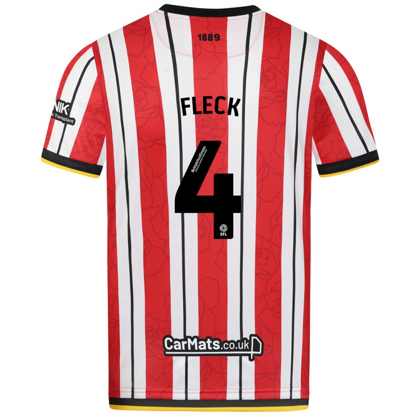 Mulher Camisola John Fleck #4 Listras Brancas Vermelhas Principal 2024/25 Camisa