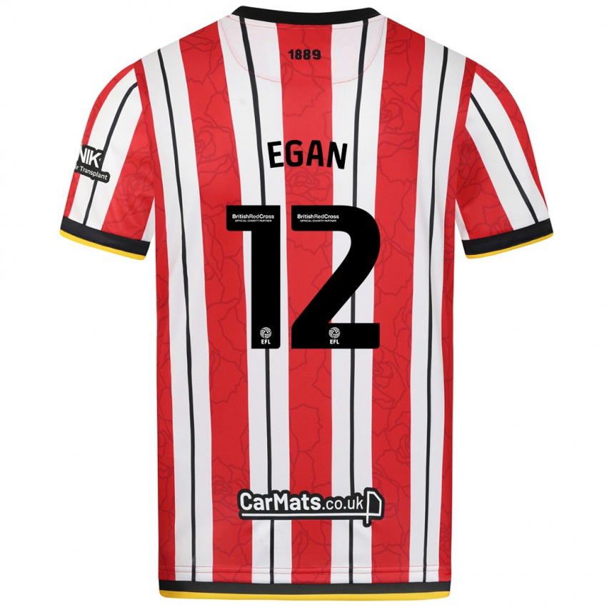 Mulher Camisola John Egan #12 Listras Brancas Vermelhas Principal 2024/25 Camisa