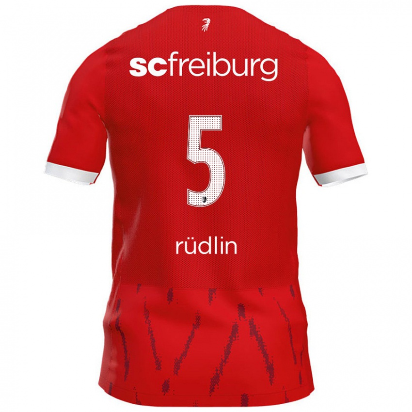 Mulher Camisola Fabian Rüdlin #5 Vermelho Principal 2024/25 Camisa