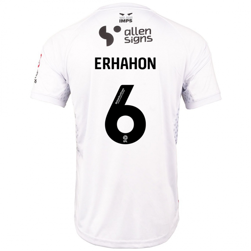 Mulher Camisola Ethan Erhahon #6 Branco Vermelho Alternativa 2024/25 Camisa