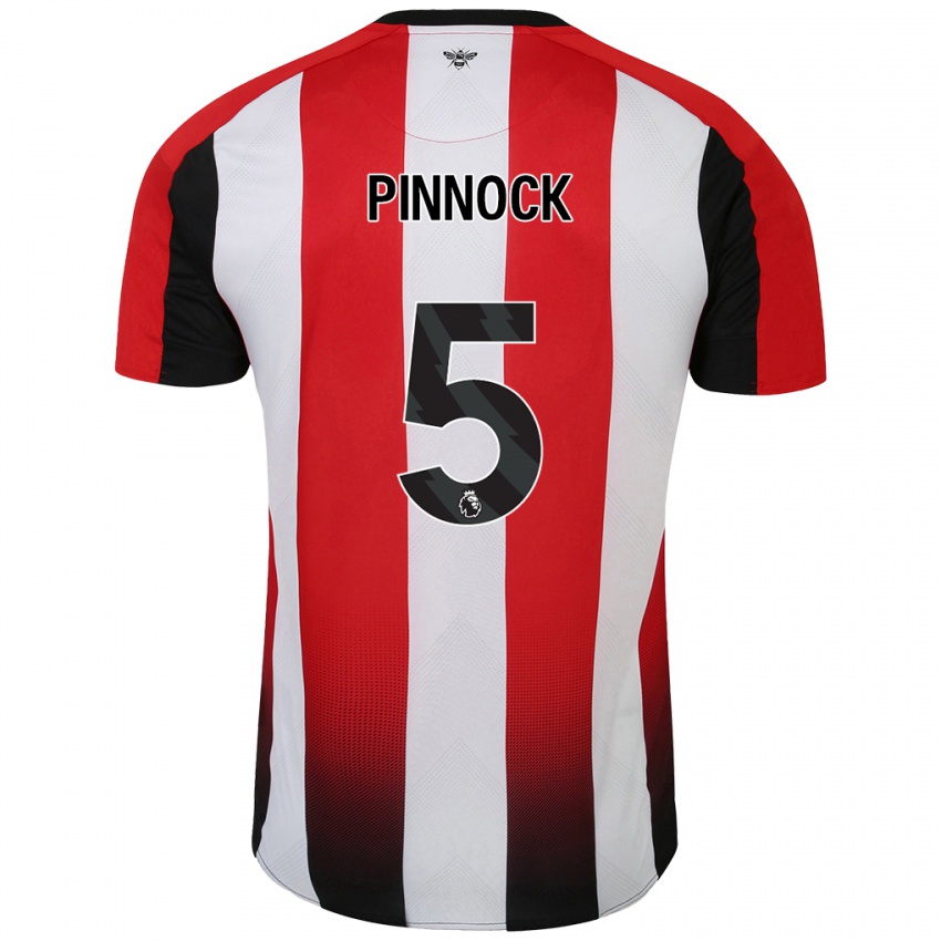 Criança Camisola Ethan Pinnock #5 Vermelho Branco Principal 2024/25 Camisa