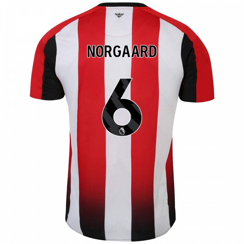 Criança Camisola Christian Nørgaard #6 Vermelho Branco Principal 2024/25 Camisa