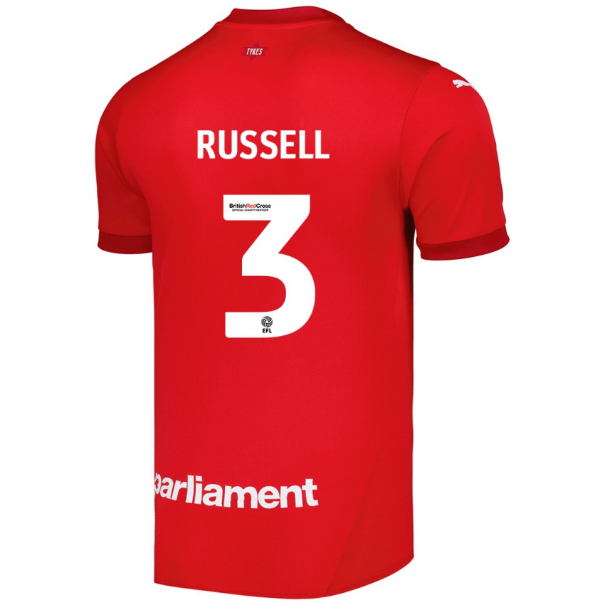 Criança Camisola Jon Russell #3 Vermelho Principal 2024/25 Camisa