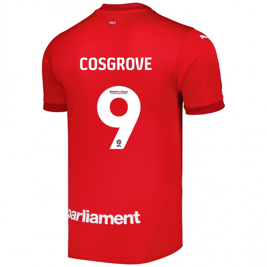 Criança Camisola Sam Cosgrove #9 Vermelho Principal 2024/25 Camisa