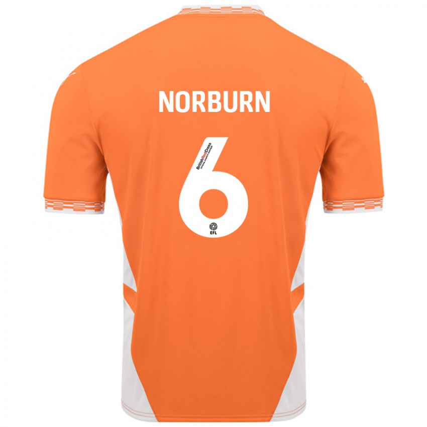 Criança Camisola Oliver Norburn #6 Branco Laranja Principal 2024/25 Camisa