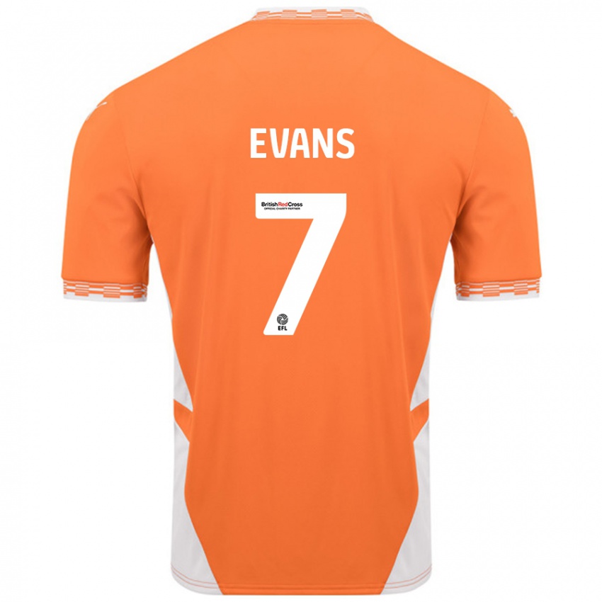 Criança Camisola Lee Evans #7 Branco Laranja Principal 2024/25 Camisa