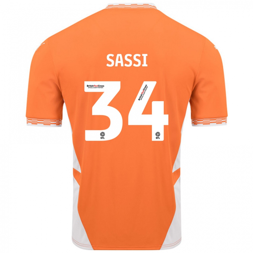 Criança Camisola Dan Sassi #34 Branco Laranja Principal 2024/25 Camisa