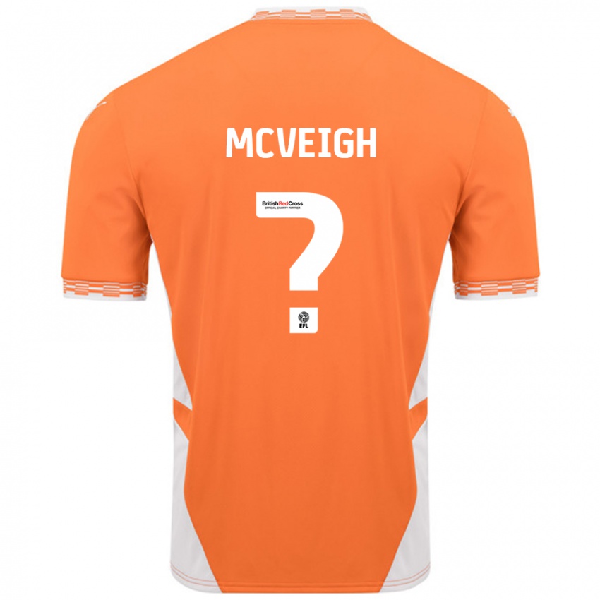 Criança Camisola Conor Mcveigh #0 Branco Laranja Principal 2024/25 Camisa