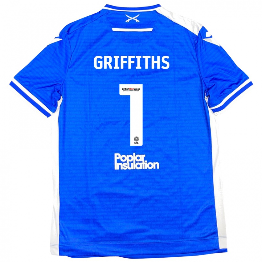 Criança Camisola Josh Griffiths #1 Branco Azul Principal 2024/25 Camisa