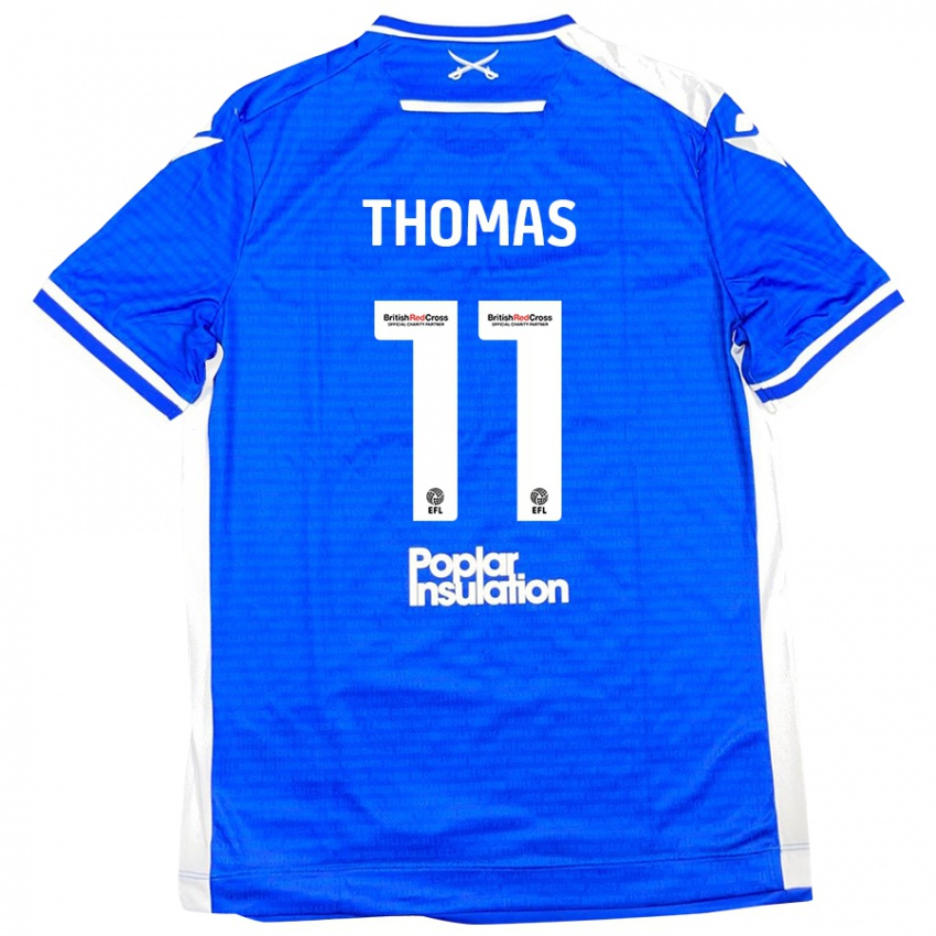 Criança Camisola Luke Thomas #11 Branco Azul Principal 2024/25 Camisa