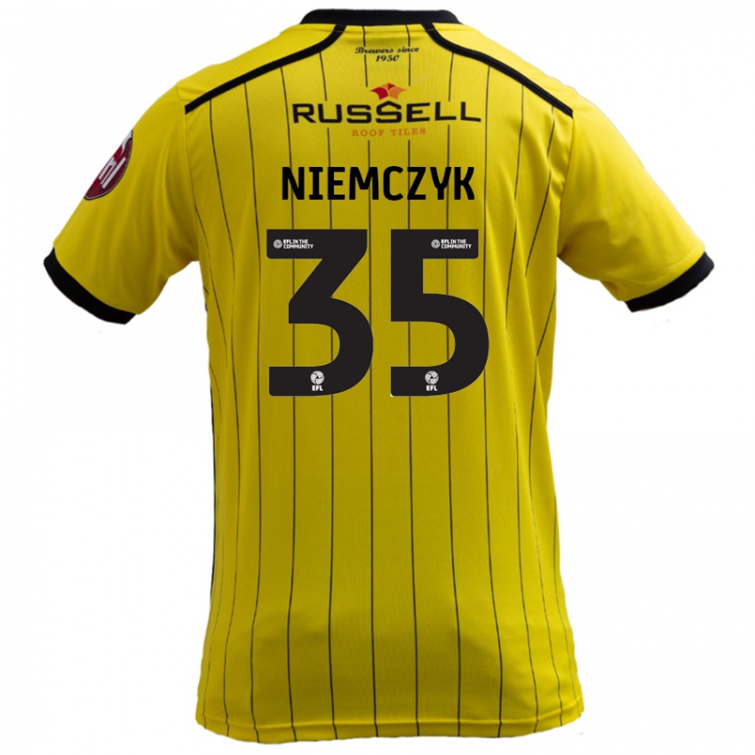 Criança Camisola Jakub Niemczyk #35 Amarelo Principal 2024/25 Camisa