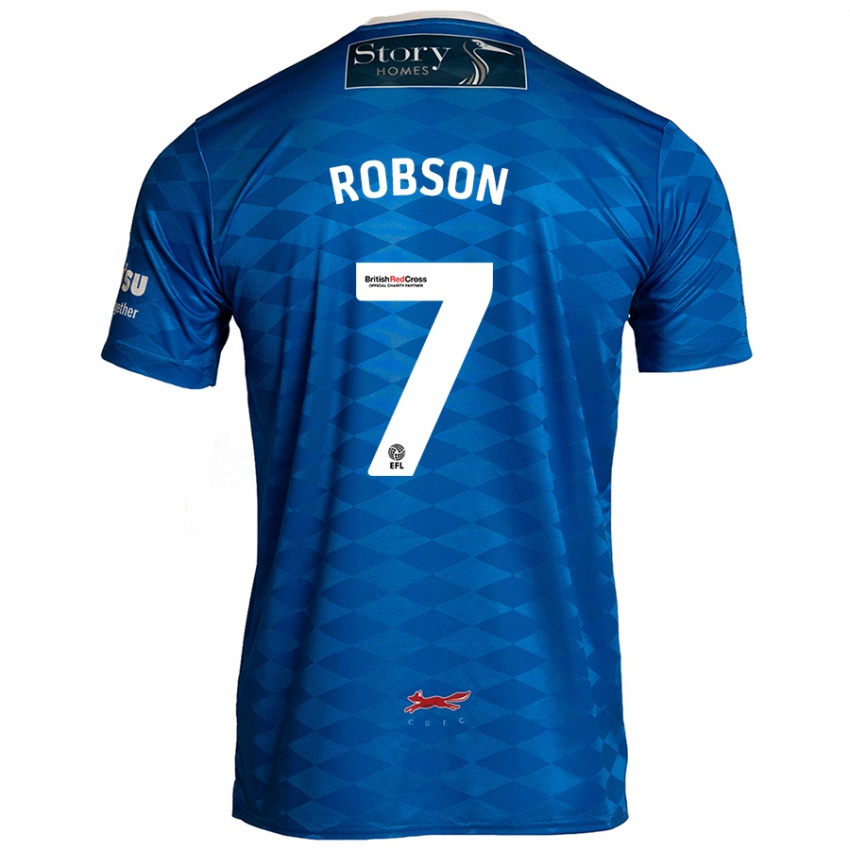 Criança Camisola Ethan Robson #7 Azul Principal 2024/25 Camisa