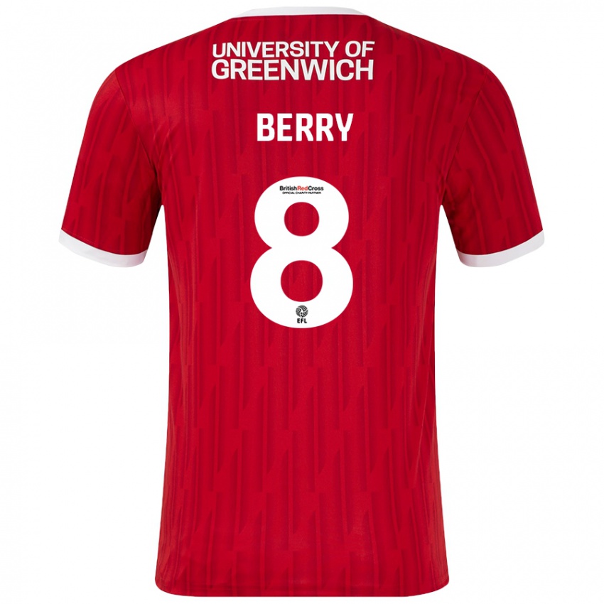 Criança Camisola Luke Berry #8 Vermelho Branco Principal 2024/25 Camisa