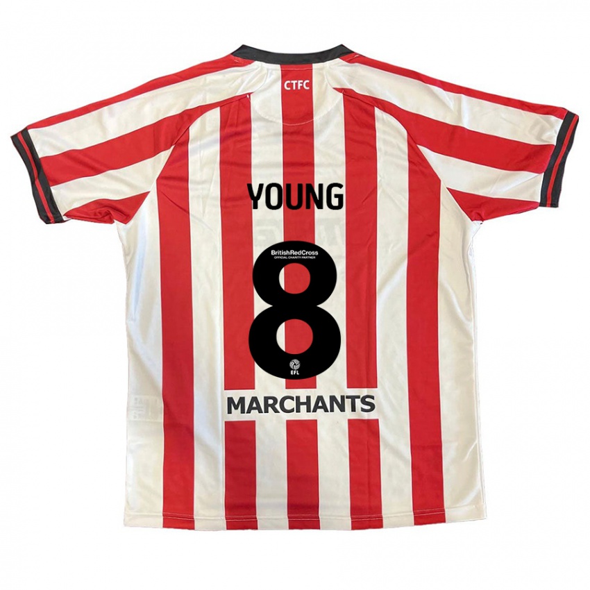 Criança Camisola Luke Young #8 Vermelho Branco Principal 2024/25 Camisa