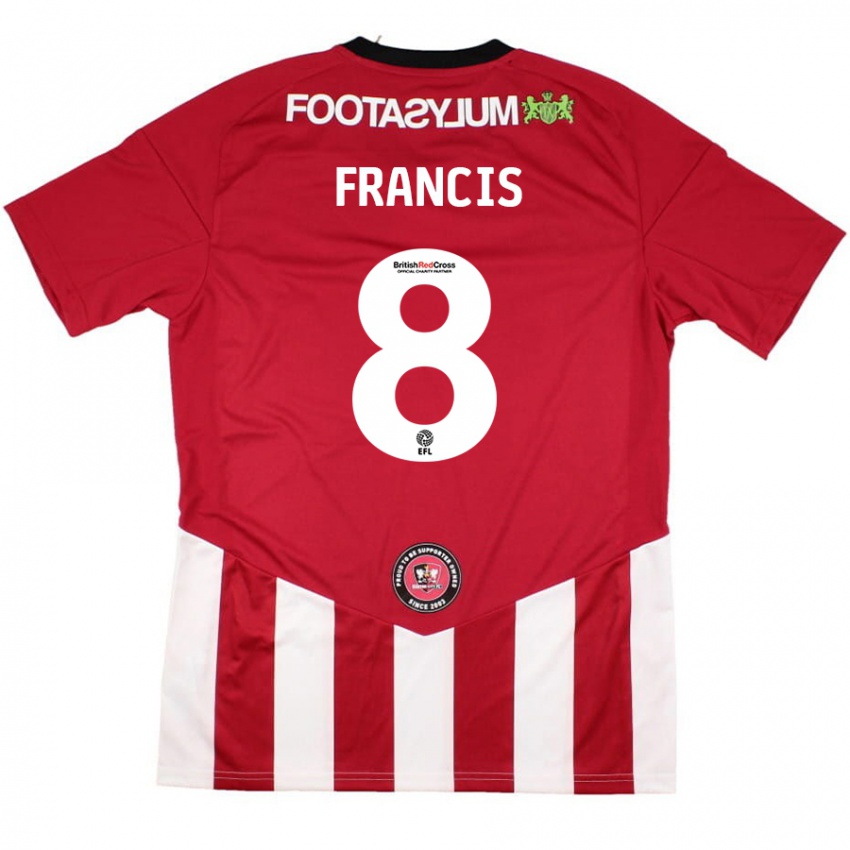 Criança Camisola Ed Francis #8 Vermelho Branco Principal 2024/25 Camisa