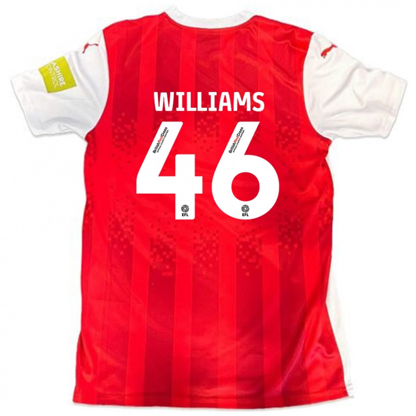 Criança Camisola Theo Williams #46 Vermelho Branco Principal 2024/25 Camisa