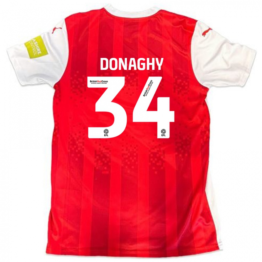 Criança Camisola Tom Donaghy #34 Vermelho Branco Principal 2024/25 Camisa