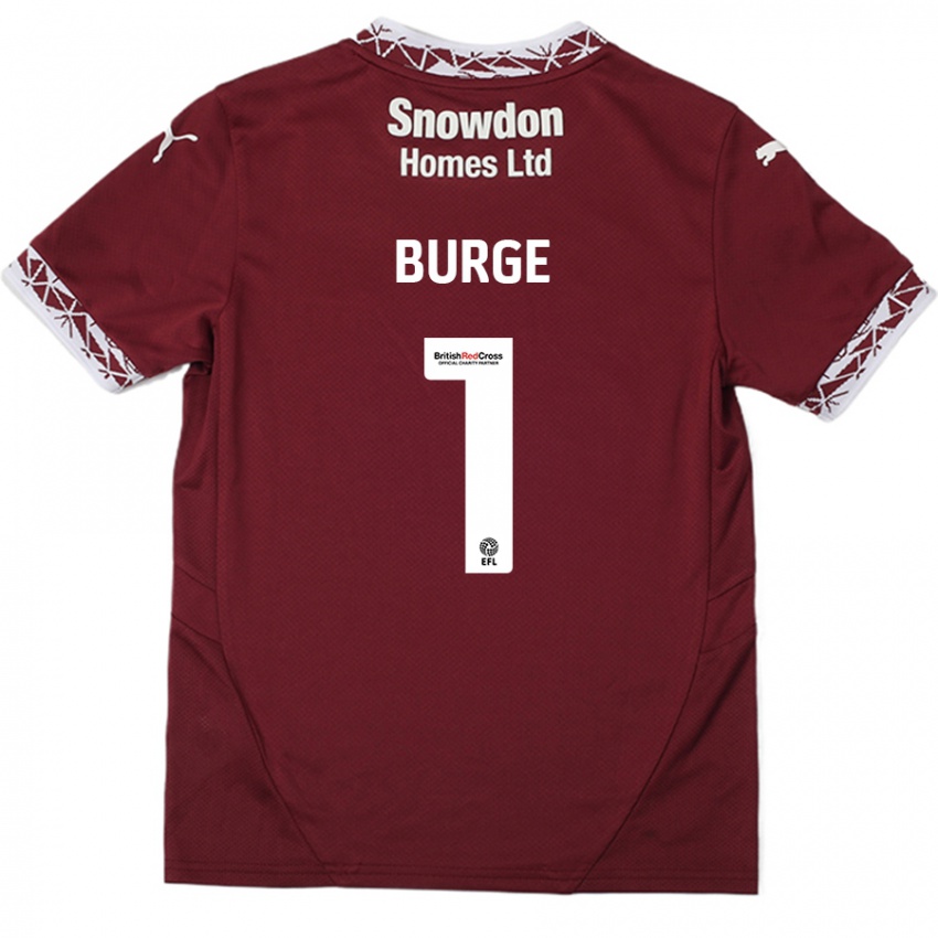 Criança Camisola Lee Burge #1 Borgonha Principal 2024/25 Camisa