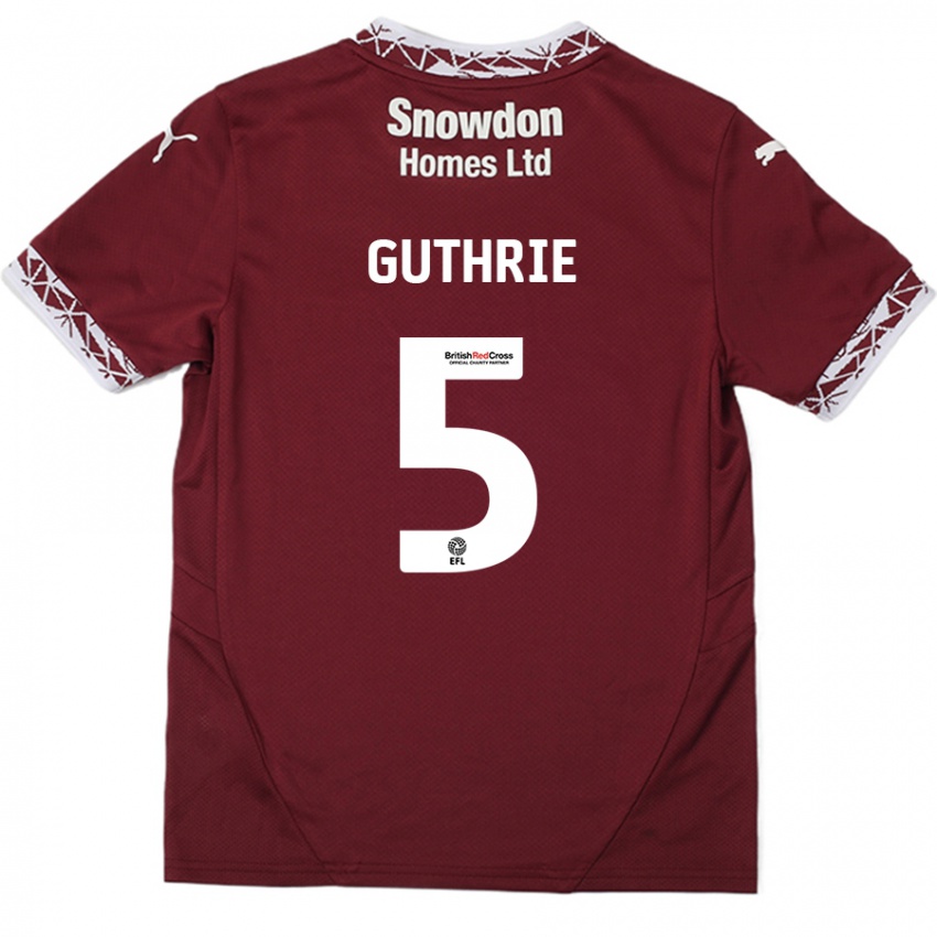 Criança Camisola Jon Guthrie #5 Borgonha Principal 2024/25 Camisa